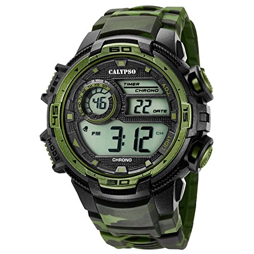 Calypso Armbanduhr fuer Herren Sport Digital for Man K5723 2 PU Armband schwarz gruen Quarz Uhr UK5723 2