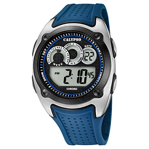 Calypso Armbanduhr fuer Herren Sport Digital for Man K5722 3 PU Armband blau Quarz Uhr UK5722 3