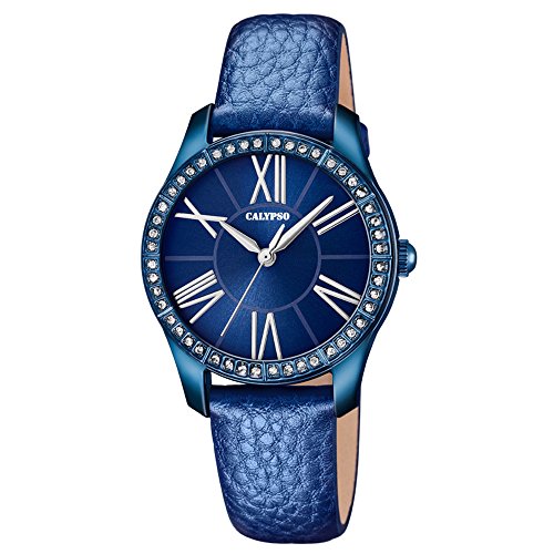 Calypso Fashion analog Leder Armband blau Quarz Uhr Ziffernblatt blau UK5719 5