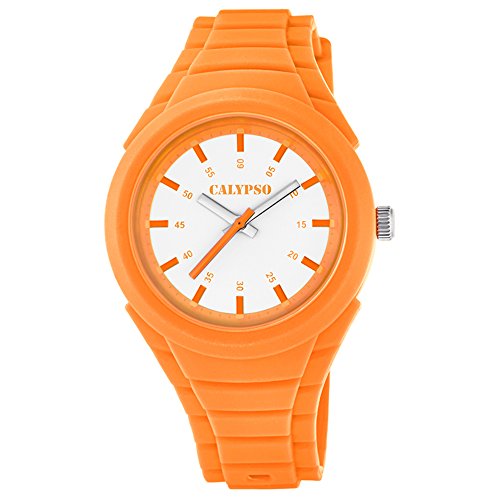 Calypso Fashion analog PU Armband orange Jugend Uhr Ziffernblatt weiss orange UK5724 7