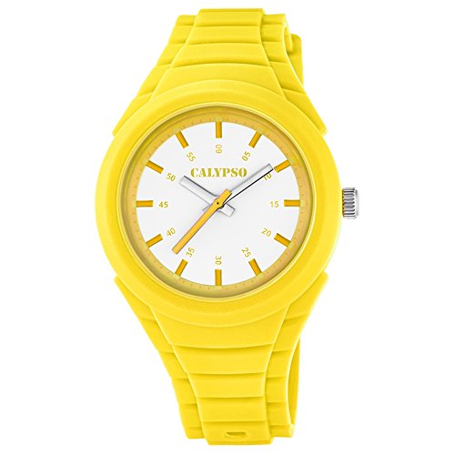 Calypso Fashion analog PU Armband gelb Jugend Uhr Ziffernblatt weiss gelb UK5724 6