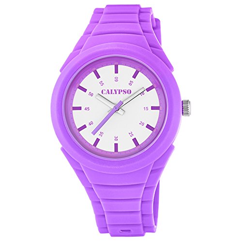 Calypso Fashion analog PU Armband lila Jugend Uhr Ziffernblatt weiss lila UK5724 4