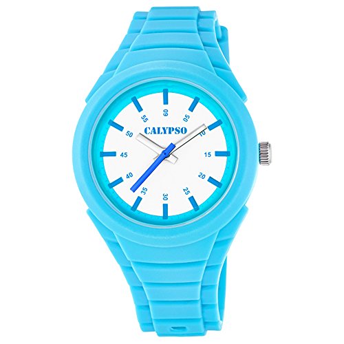 Calypso Fashion analog PU Armband hellblau Jugend Uhr Ziffernblatt weiss hellblau UK5724 3