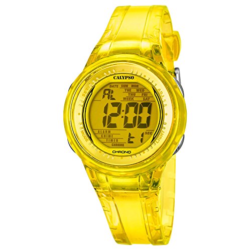 Calypso Sport digital PU Armband gelb Quarz Uhr Ziffernblatt gelb UK5688 6