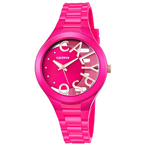 Calypso Fashion analog PU Armband pink Quarz Uhr Ziffernblatt pink UK5678 5