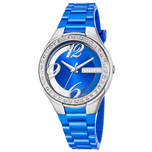 Calypso Fashion analog PU Armband blau Quarz Uhr Ziffernblatt blau UK5679 5