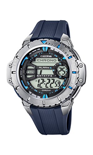 Calypso Herren Digitale Armbanduhr mit LCD Dial Digital Display und Blau Kunststoff Gurt k5689 4