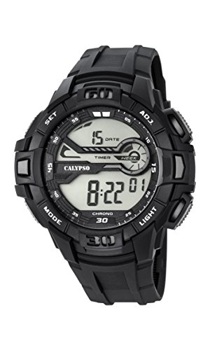 Calypso Herren Digitale Armbanduhr mit LCD Dial Digital Display und schwarz Kunststoff Gurt k5695 1