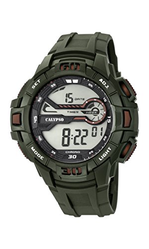 Calypso Herren Digitale Armbanduhr mit LCD Dial Digital Display und Gruen Kunststoff Gurt k5695 3