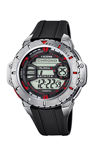 Calypso Herren Digitale Armbanduhr mit LCD Dial Digital Display und schwarz Kunststoff Gurt k5689 5