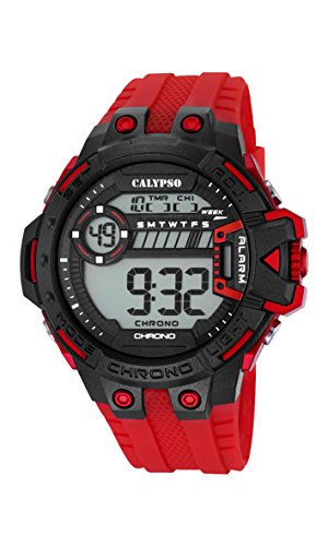 Calypso Herren Digitale Armbanduhr mit LCD Display und Digital Zifferblatt Kunststoff rot Gurt k5696 3