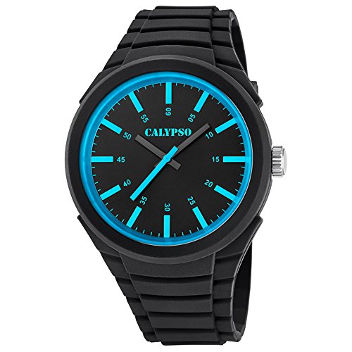Calypso Analoge Trend Quarz Uhr schwarzes PU Armband Ziffernblatt schwarz blau UK5725 3