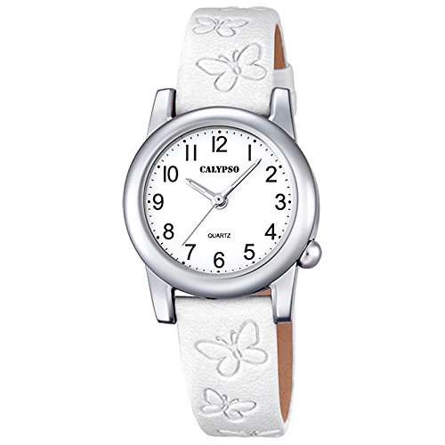 Calypso Kinder Uhr Schmetterling Elegant analog Leder Armband weiss Junior Quarz Uhr UK5711 1