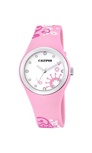Calypso Damen Quarzuhr mit weissem Zifferblatt Analog Anzeige und Pink Kunststoff Strap k5631 5