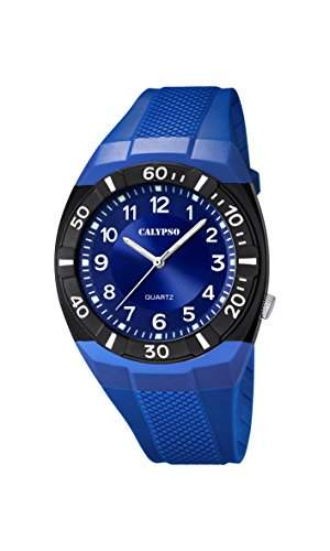 Calypso Herren Armbanduhr mit Blau Zifferblatt Analog Display und Blau Kunststoff Gurt k52382