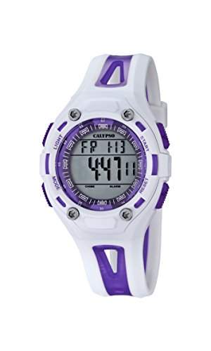 Calypso Unisex Armbanduhr Digitaluhr mit LCD Zifferblatt Digital Display und weissem Kunststoff Gurt k56662