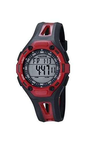 Calypso Unisex Armbanduhr Digitaluhr mit LCD Zifferblatt Digital Display und schwarz Kunststoff Gurt k56664