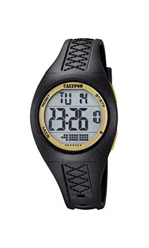 Calypso Unisex Armbanduhr Digitaluhr mit LCD Zifferblatt Digital Display und schwarz Kunststoff Gurt k56686