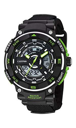 Calypso Herren Armbanduhr mit LCD-Zifferblatt Analog Digital Display und schwarz Kunststoff Gurt k56733