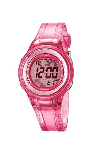 Calypso Damen-Armbanduhr Digital mit Digital Display und Pink Zifferblatt pink Kunststoff Strap k56882