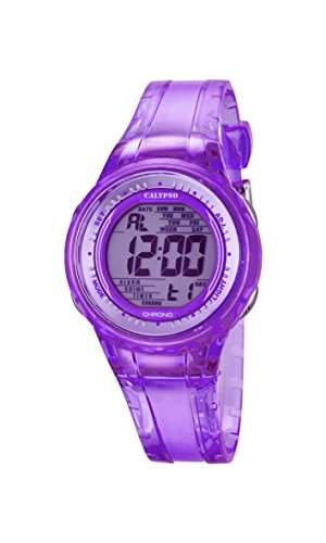 Calypso Damen-Armbanduhr Digital mit Lila Zifferblatt Digital Display und lila Kunststoff Gurt k56883