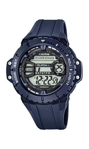 Calypso Herren Digitale Armbanduhr mit LCD Dial Digital Display und Blau Kunststoff Gurt k56892