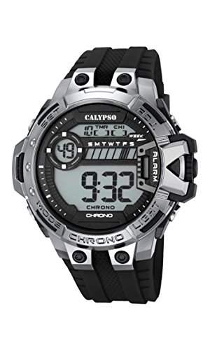 Calypso Herren Digitale Armbanduhr mit LCD Dial Digital Display und schwarz Kunststoff Gurt k56968