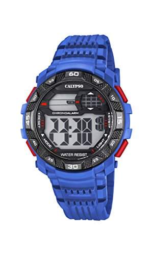 Calypso Herren Digitale Armbanduhr mit LCD Dial Digital Display und Blau Kunststoff Gurt k57022