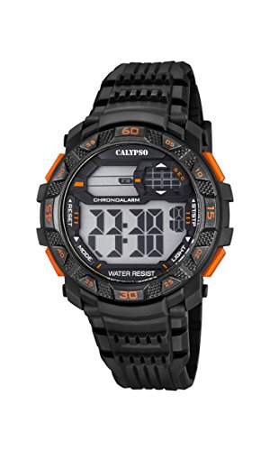 Calypso Herren Digitale Armbanduhr mit LCD Dial Digital Display und schwarz Kunststoff Gurt k57026