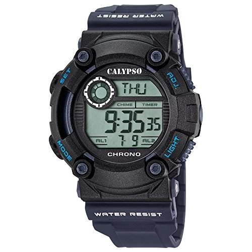 Calypso Herren-Armbanduhr Sport digital PU-Armband blau Quarz-Uhr Ziffernblatt schwarz UK56945