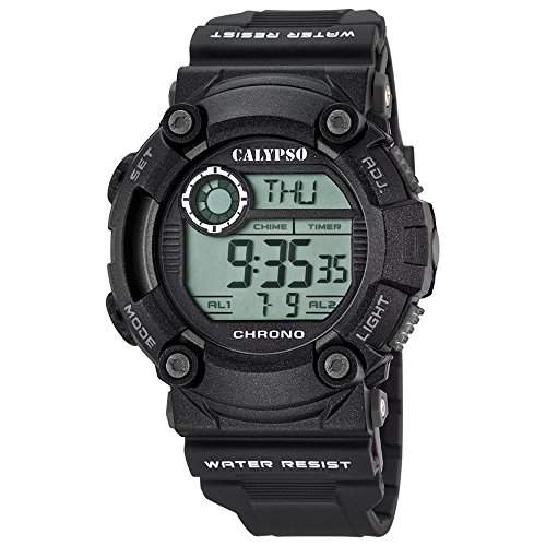 Calypso Herren-Armbanduhr Sport digital PU-Armband schwarz Quarz-Uhr Ziffernblatt schwarz UK56946