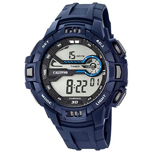 Calypso Herren-Armbanduhr Sport digital PU-Armband blau Quarz-Uhr Ziffernblatt blau grau UK56952