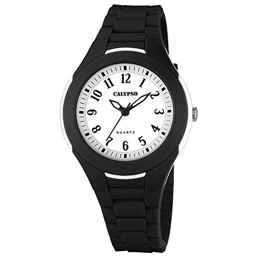 Calypso Damen Herren-Armbanduhr Fashion analog PU-Armband schwarz Quarz-Uhr Ziffernblatt weiss schwarz UK57006
