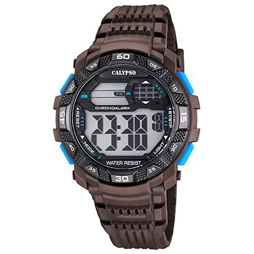 Calypso Herren-Armbanduhr Sport digital PU-Armband braun Quarz-Uhr Ziffernblatt braun schwarz UK57024