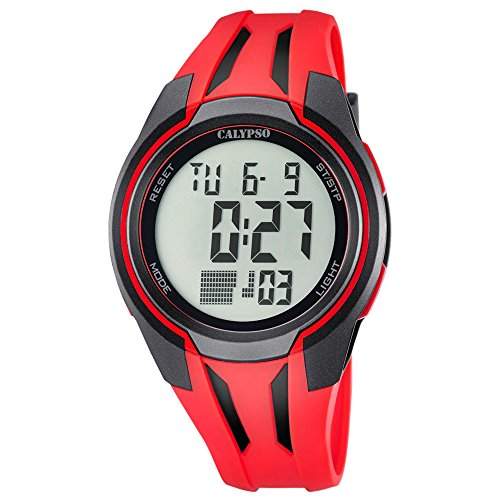 Calypso Herren-Armbanduhr Sport digital PU-Armband rot Quarz-Uhr Ziffernblatt rot UK57032
