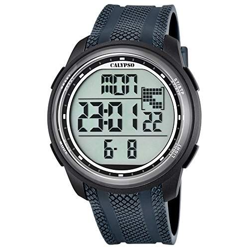 Calypso Herren-Armbanduhr Sport digital PU-Armband grau Quarz-Uhr Ziffernblatt schwarz UK57046