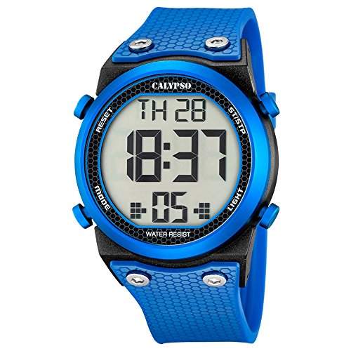 Calypso Herren-Armbanduhr Sport digital PU-Armband blau Quarz-Uhr Ziffernblatt schwarz blau UK57054