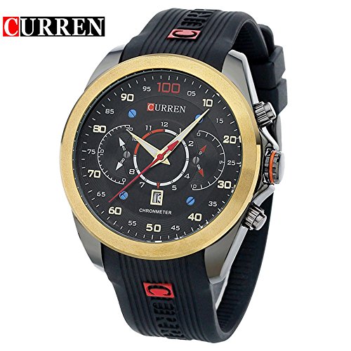 Wasserdicht 8166 Herren Fashion Casual Armbanduhr Marke Luxus Armbanduhr mit schwarzem Zifferblatt schwarz Trageriemen