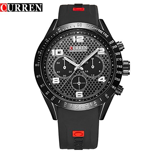 Wasserdicht 8167 Herren Fashion Casual Armbanduhr Marke Luxus Armbanduhr mit schwarzem Zifferblatt schwarz Band