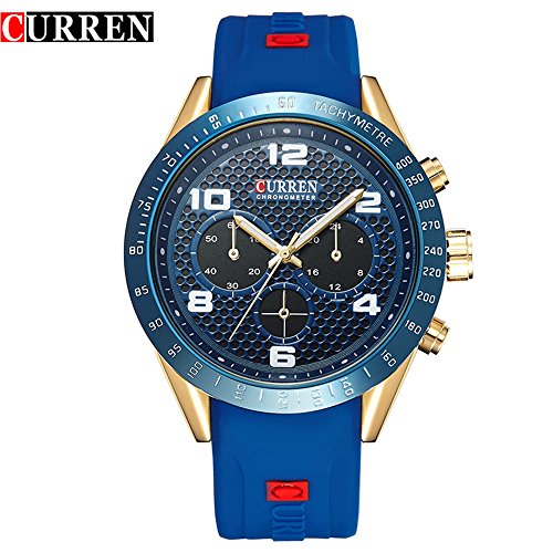 Wasserdicht 8167 Herren Fashion Casual Armbanduhr Marke Luxus Armbanduhr mit blauem Zifferblatt Blau Band