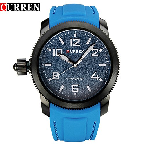 Wasserdicht 8173 Herren Fashion Casual Armbanduhr Uhren mit Blau Zifferblatt Blau Band