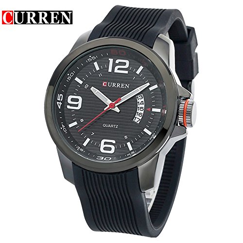Wasserdicht 8174 Herren Casual Armbanduhr Uhren mit schwarzem Zifferblatt schwarz Band