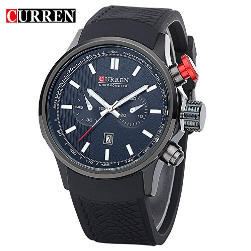 Wasserdicht 8175 Herren Casual Armbanduhr Uhren mit schwarzem Zifferblatt schwarz Band