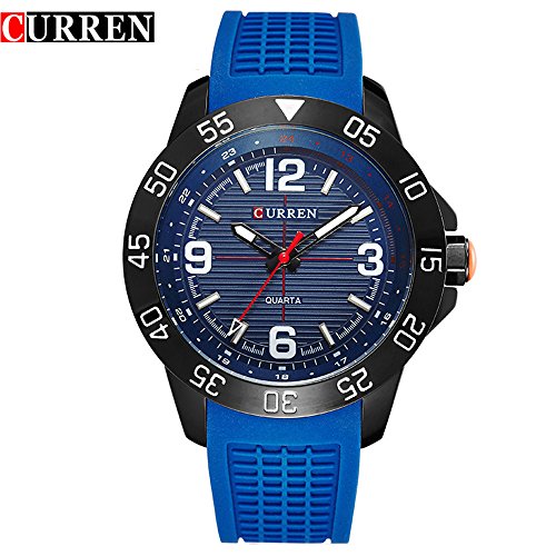 Wasserdicht 8181 Herren Sport Armbanduhr mit blauem Zifferblatt Blau Gurt