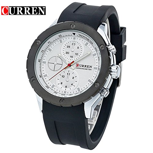 Wasserdicht Fashion 8165 TV Herren Fashion Casual Armbanduhr Marke Luxus Armbanduhren mit weissem Zifferblatt schwarz Trageriemen