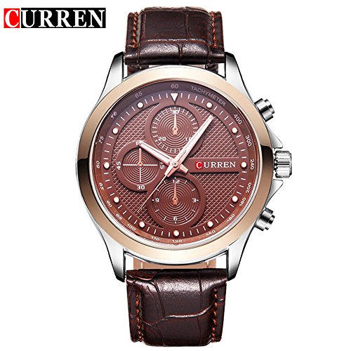 Wasserdicht Fashion Quarz Sport Armbanduhr mit Kaffee Zifferblatt 8138 G