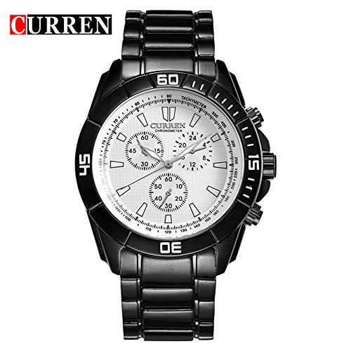 Wasserdicht Fashion Herren Quarz Weiss Zifferblatt Armbanduhr 8044 G