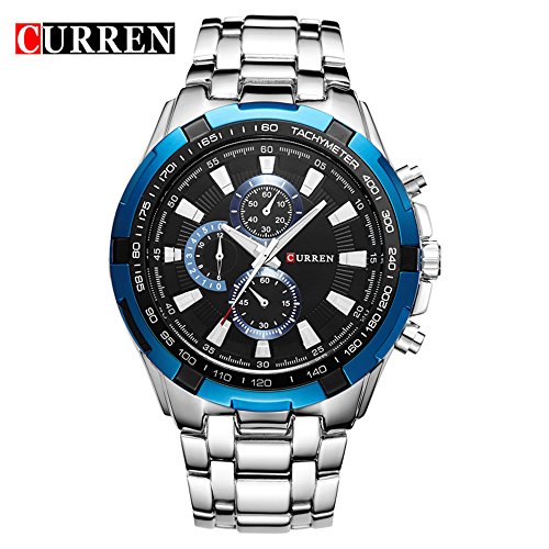 Wasserdicht Herren Luxus Marke Edelstahl blau Kreis Casual Quarz Handgelenk Uhren 8023 G