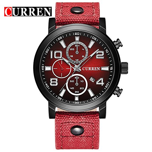 Wasserdicht Hohe Qualitaet Herren Fashion Rot Gurt Wasserdicht Sport Armbanduhr 8199 G
