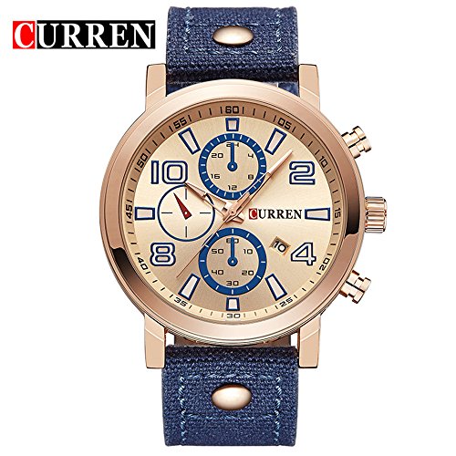 Wasserdicht Hohe Qualitaet Herren Fashion Blau Gurt Wasserdicht Sport Armbanduhr 8199 G